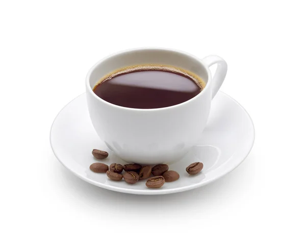 Cup Black Coffee Isolated White Background Clipping Path Included — Stock Photo, Image