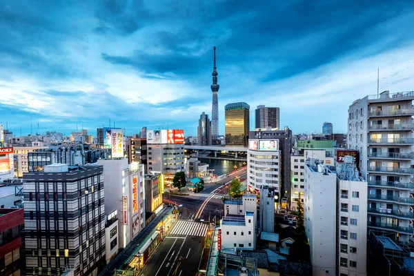 Paisaje Urbano Ciudad Asakusa Durante Día Bajo Cielo Nublado Japón — Foto de Stock