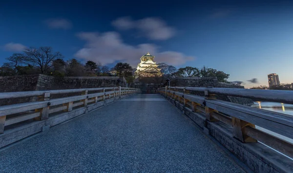 Antiguo Templo Osaka Rodeado Árboles Florecientes Sakura Japón — Foto de Stock