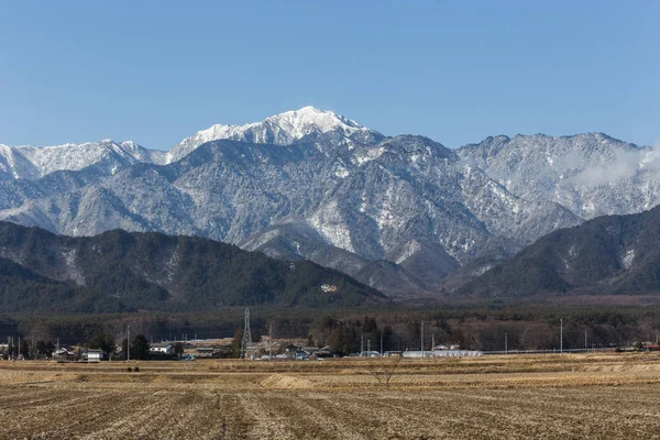 Снежный Город Окружении Зимней Природы Центральная Япония — стоковое фото