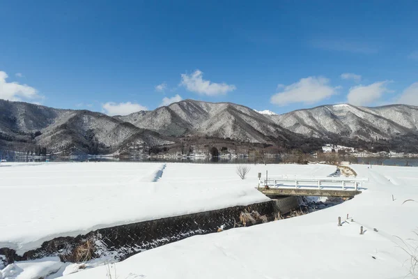 Снежный Город Окружении Зимней Природы Центральная Япония — стоковое фото