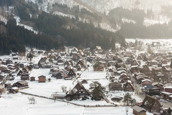 Vista Panorámica Arquitectura Aldea Shirakawago Japón Central Durante Día — Foto de Stock