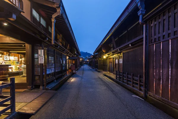 Vista Notturna Dell Architettura Della Città Takayama Giappone — Foto Stock