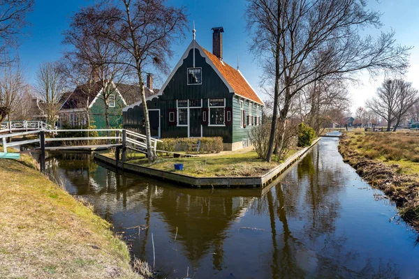 Traditionell Holländsk Gammal Träväderkvarn Zaanse Schans — Stockfoto