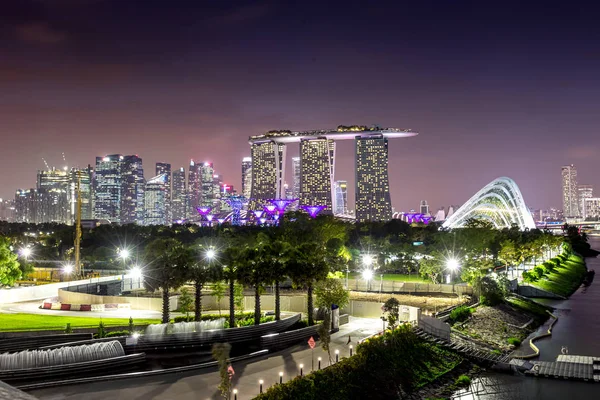 Сингапур Декабря 2014 Года Light Performance Show Деловой Город Юго — стоковое фото