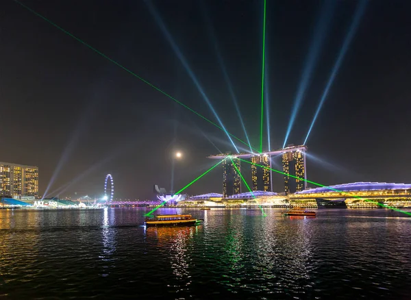 Singapore December 2014 Light Performance Show Szingapúrban Üzleti Város Délkelet — Stock Fotó
