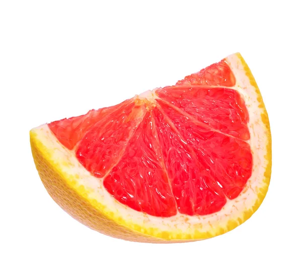 Rózsaszín Grapefruit Elszigetelt Fehér Background Vágógörbével Érett Szelet — Stock Fotó