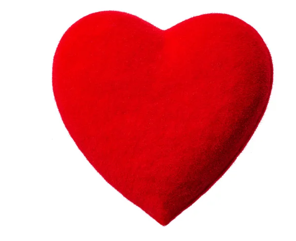 关闭红色的心脏在白色背景与修剪路径 羊毛红心 — 图库照片