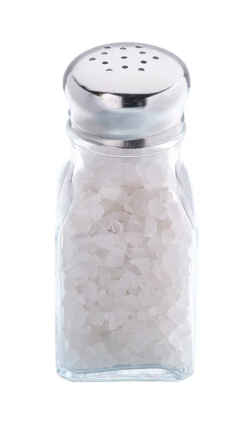 Glas Salzstreuer Isoliert Auf Weißem Hintergrund Vertikale Zusammensetzung — Stockfoto