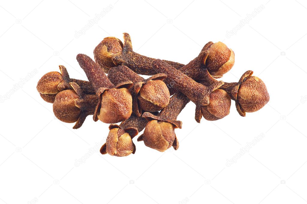 Dry spice cloves isolated on a white background