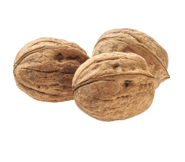 Three Walnuts Isolated White Background — Stock Photo, Image