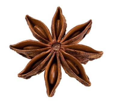 Beyaz arka plan üzerinde makro çekim izole anasonu baharat