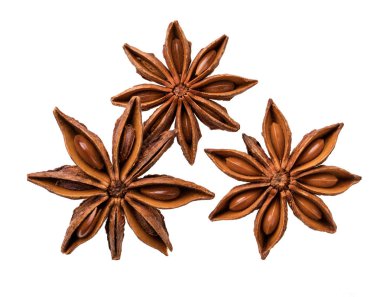 Beyaz arka plan üzerinde makro çekim izole anasonu baharat