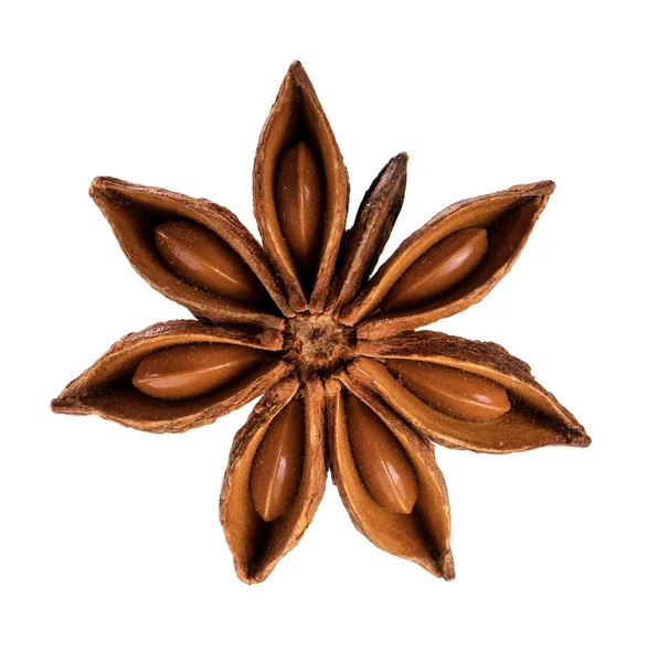 Beyaz arka plan üzerinde makro çekim izole anasonu baharat