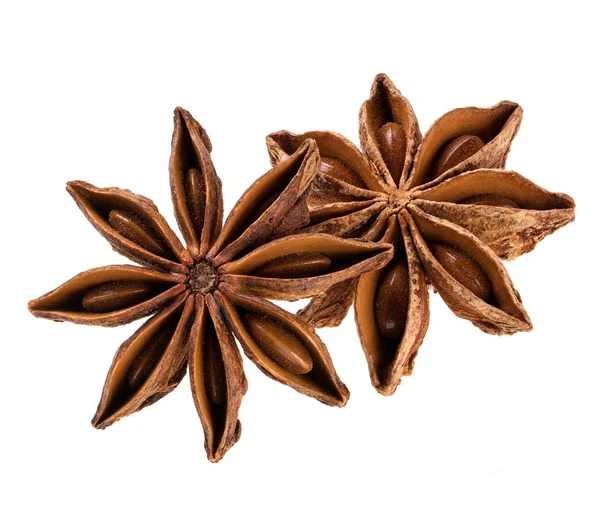 Beyaz arka plan üzerinde makro çekim izole anasonu baharat