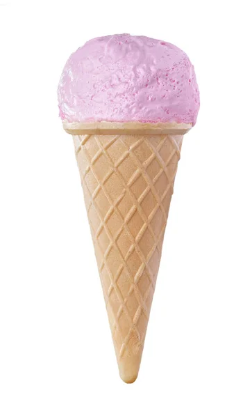 Pink Ice Cream Waffle Cone Macro Shot — Stock Photo, Image