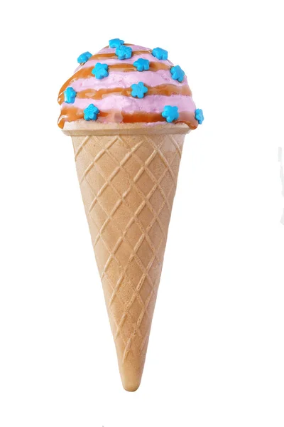 Ice Cream Sprinkles Waffle Cone Isolated White — Stock Photo, Image