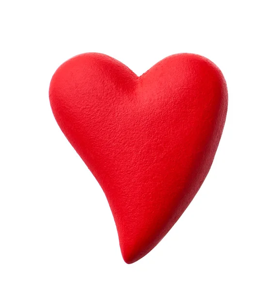 Κοντινό Πλάνο Κόκκινη Καρδιά Λευκό Φόντο Διαδρομή Αποκοπής Πορσελάνη Κόκκινη — Φωτογραφία Αρχείου