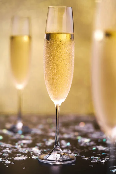 Cold Champagne Gold Background Selective Focus — Stock Photo, Image