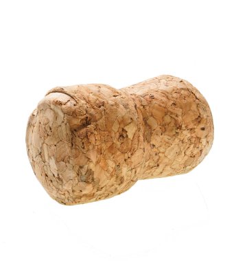 Şampanya şişesi beyaz arka plan üzerinde izole mantarlar