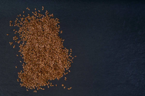 Семена Льна Черном Фоне Вид Сверху — стоковое фото