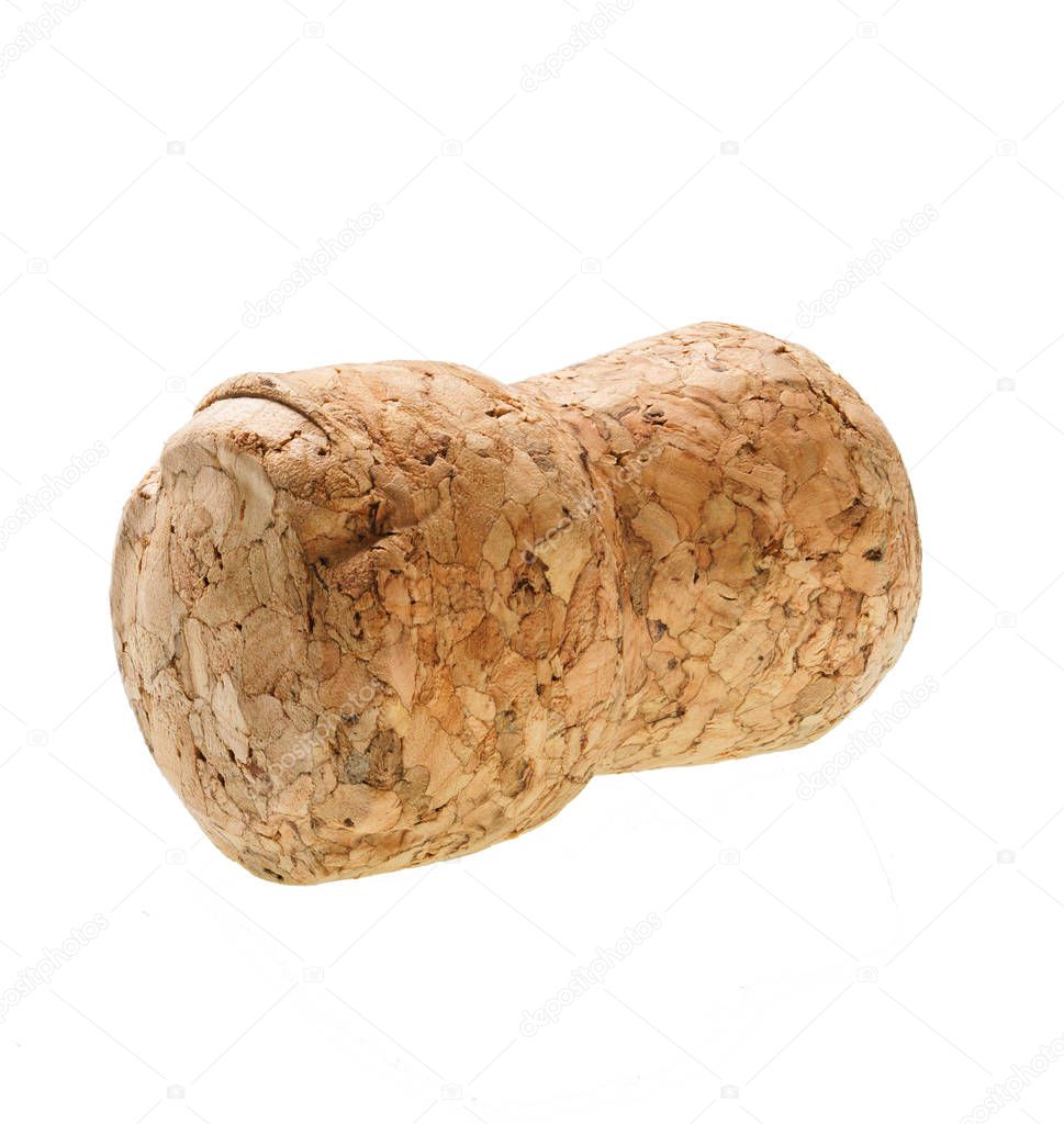Corks from champagne bottle isolated on the white background
