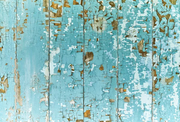 质朴的老木板背景在绿松石 薄荷颜色与纹理划痕和古董开裂油漆 — 图库照片