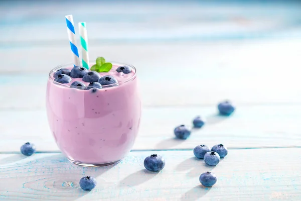 Fresh Blueberry Smoothies Glass — Stock Photo, Image