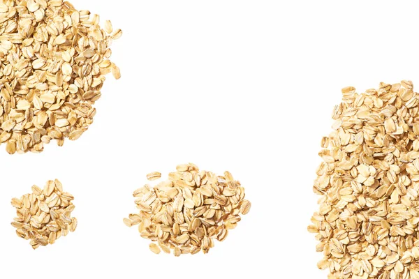 Dry Raw Oat Flakes Isolated White Background Rolled Flat Grains — Stock Photo, Image