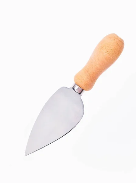 Cuchillo Queso Con Mango Madera Aislado Sobre Fondo Blanco — Foto de Stock