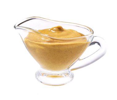 Beyaz arka plan üzerinde izole hardal sosu