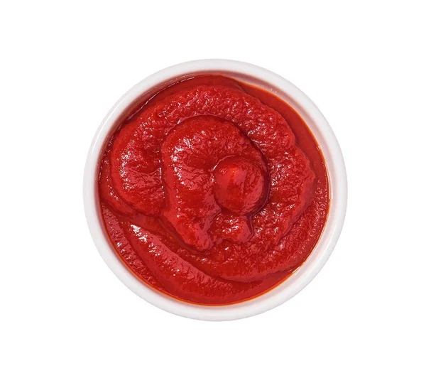 Ketchup Skål Isolerad Vit Bakgrund Del Tomatsås — Stockfoto