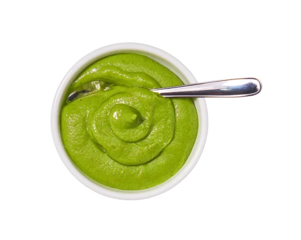 Wasabi Ciotola Isolato Fondo Bianco Porzione Salsa Wasabi — Foto Stock