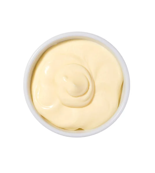 Mayonnaise Schale Isoliert Auf Weißem Hintergrund Portion Mayonnaise Sauce — Stockfoto