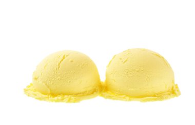 Beyaz arka planda izole edilmiş sarı dondurma.