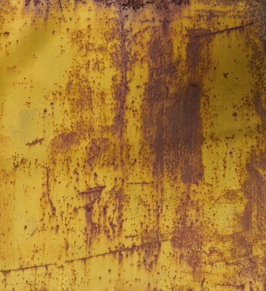 Old yellow painted wall with rust texture. Grunge rusted metal b — Stock Photo, Image