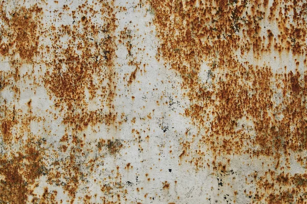 녹슨 질감의 오래된 흰색 페인트 벽. 그런 지 녹슨 금속 바 — 스톡 사진
