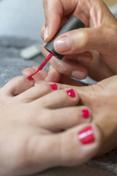 Pedicure Process Macro Closeup Pedicure Process Spa Procedure Macro Closeup — Stock Photo, Image