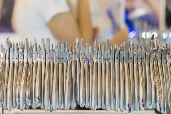 Professional equipment used in a dentist clinic. Closeup of a modern dentist tools, burnishers. — Stock Photo, Image