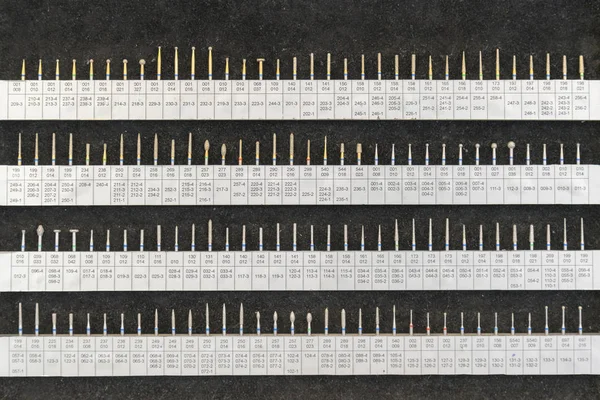 Carbide burs - Echipament dentar. Instrumente pentru protetist dentar — Fotografie, imagine de stoc