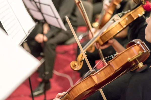 Detalhe Violino Sendo Tocado Por Músico — Fotografia de Stock