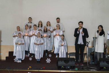 Kiev, Ukrayna. 4 Ocak 2018. Yeni yıl partisi performans