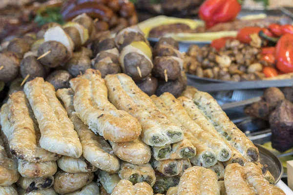 Una Variedad Comida Callejera Mostrador — Foto de Stock