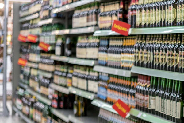 Kiev Ukraine February 2018 Different Types Beer Shelves Supermarket — Stock Photo, Image