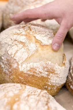 Depodaki ekmek için el reachning.