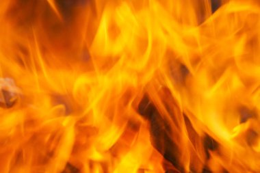 A yakın çekim bir yangında yoğun kırmızı alevler. bulanık.