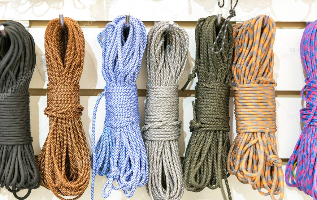 Parachute cord background. Paracord background. Rope of climbers.