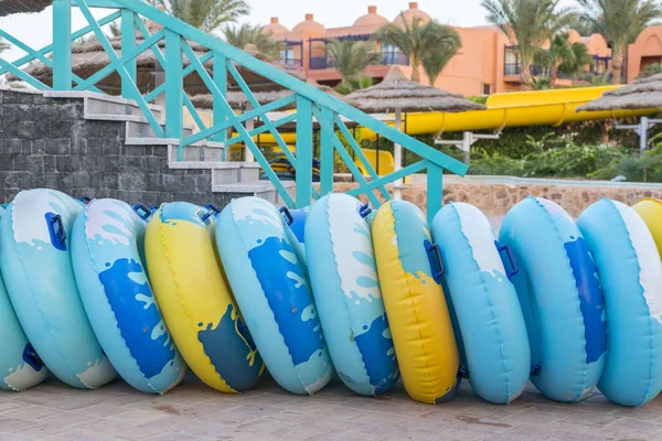 water circles for water slides. inflatable wheels for high-speed descent from the slides.