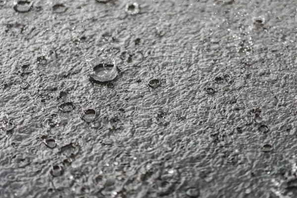 Fondo gris lluvia. Gotas en un charco —  Fotos de Stock