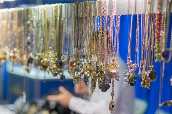 Jewelry store in Grand Bazaar. Gold jewelry in the oriental bazaar